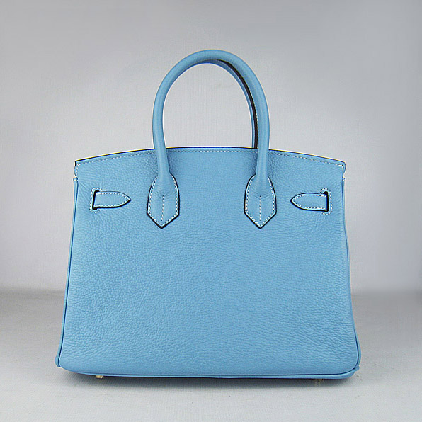 Replica Hermes Birkin 30CM Togo Leather Bag Light Blue 6088 On Sale - Click Image to Close